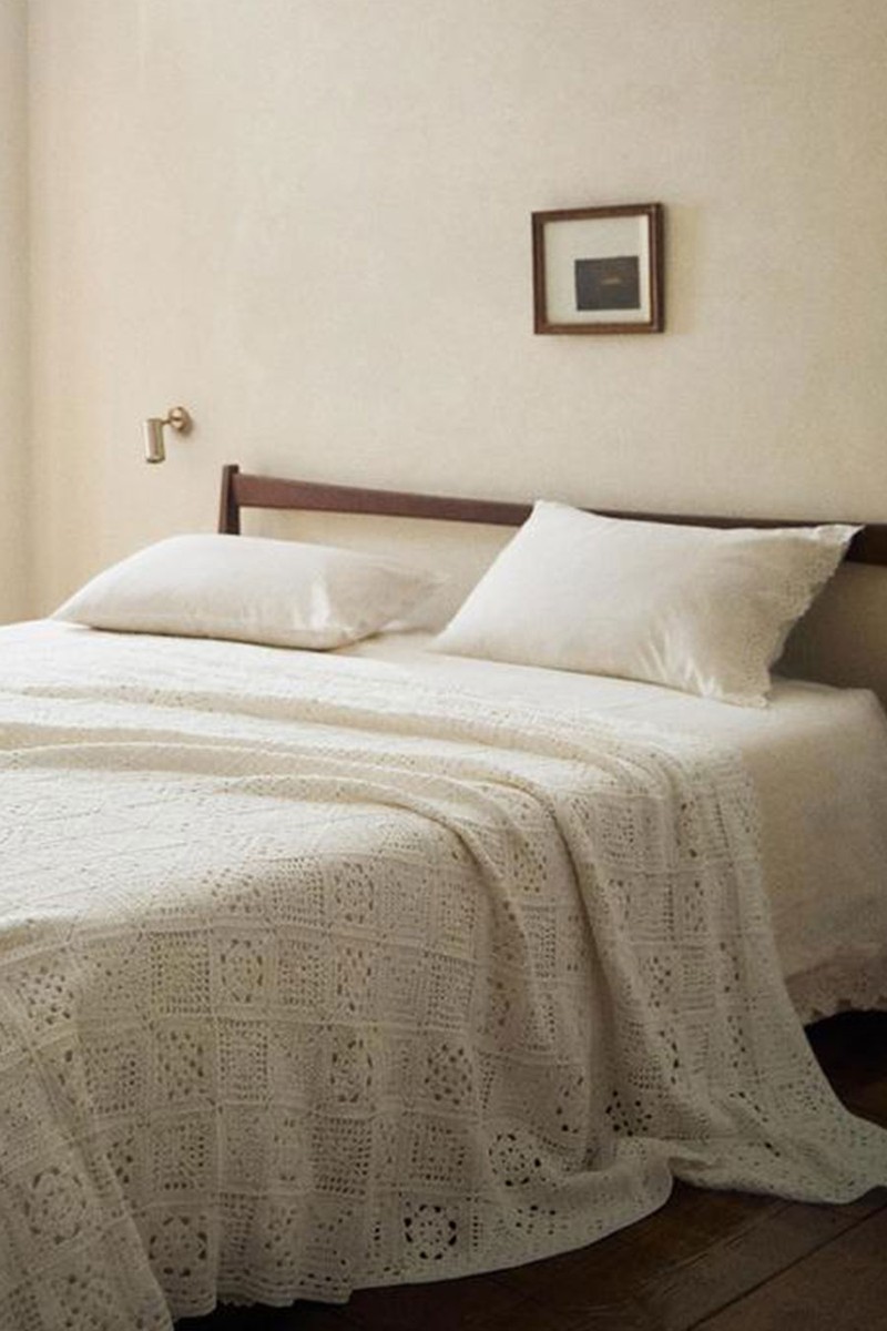 Patchwork Crochet Cotton Bedspread from Zara home