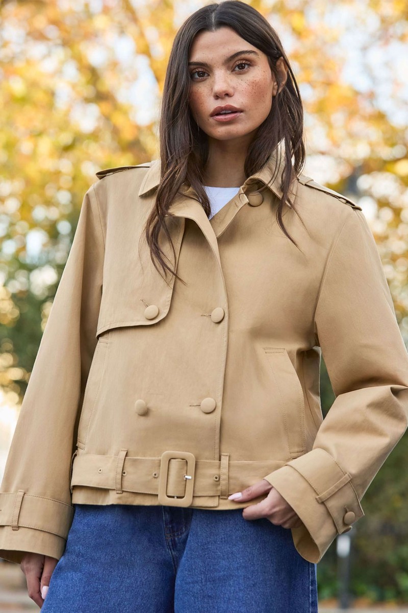 Cotton Rich Belted Cropped Trench Coat from Ro&Zo