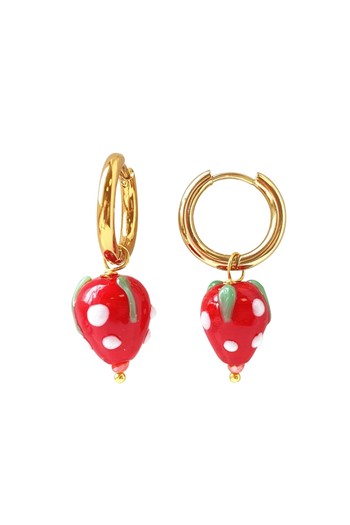 Murano Glass Strawberry Hoops from Smilla Brav