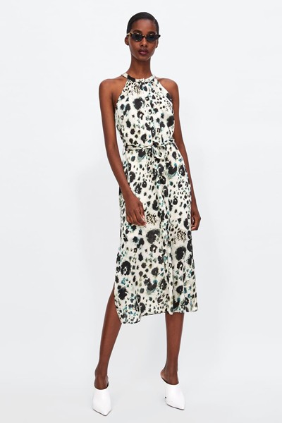 Leopard Print Halterneck Dress from Zara