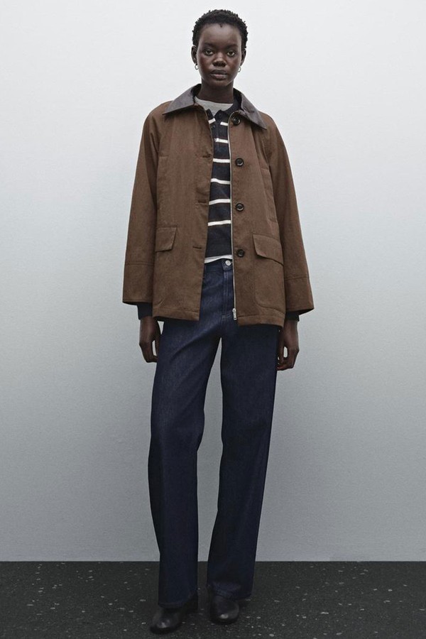 Cotton Blend Parka With Detachable Leather Detail from Massimo Dutti