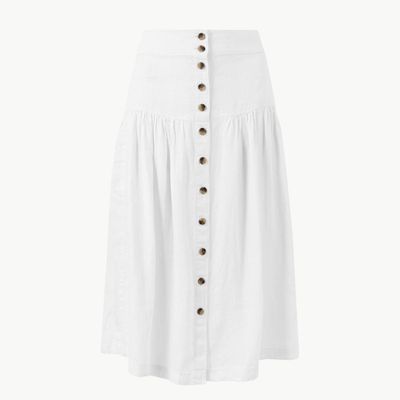 Pure Linen Midi Fit & Flare Skirt
