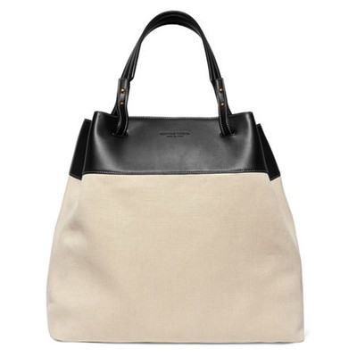 Large Leather-trimmed Linen Tote from Bottega Veneta