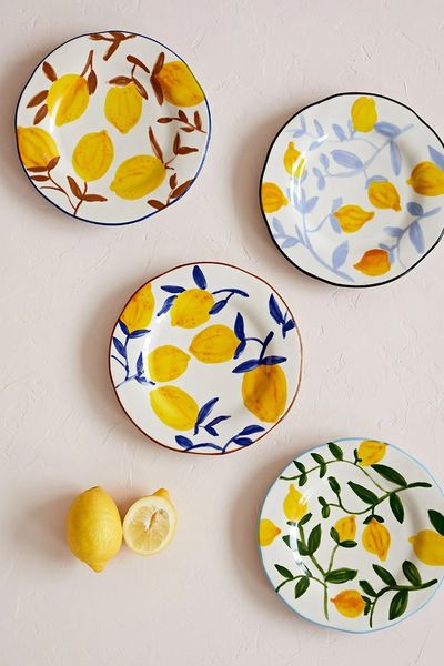 Set Of 4 Lemons Side Plates from Rose & Grey