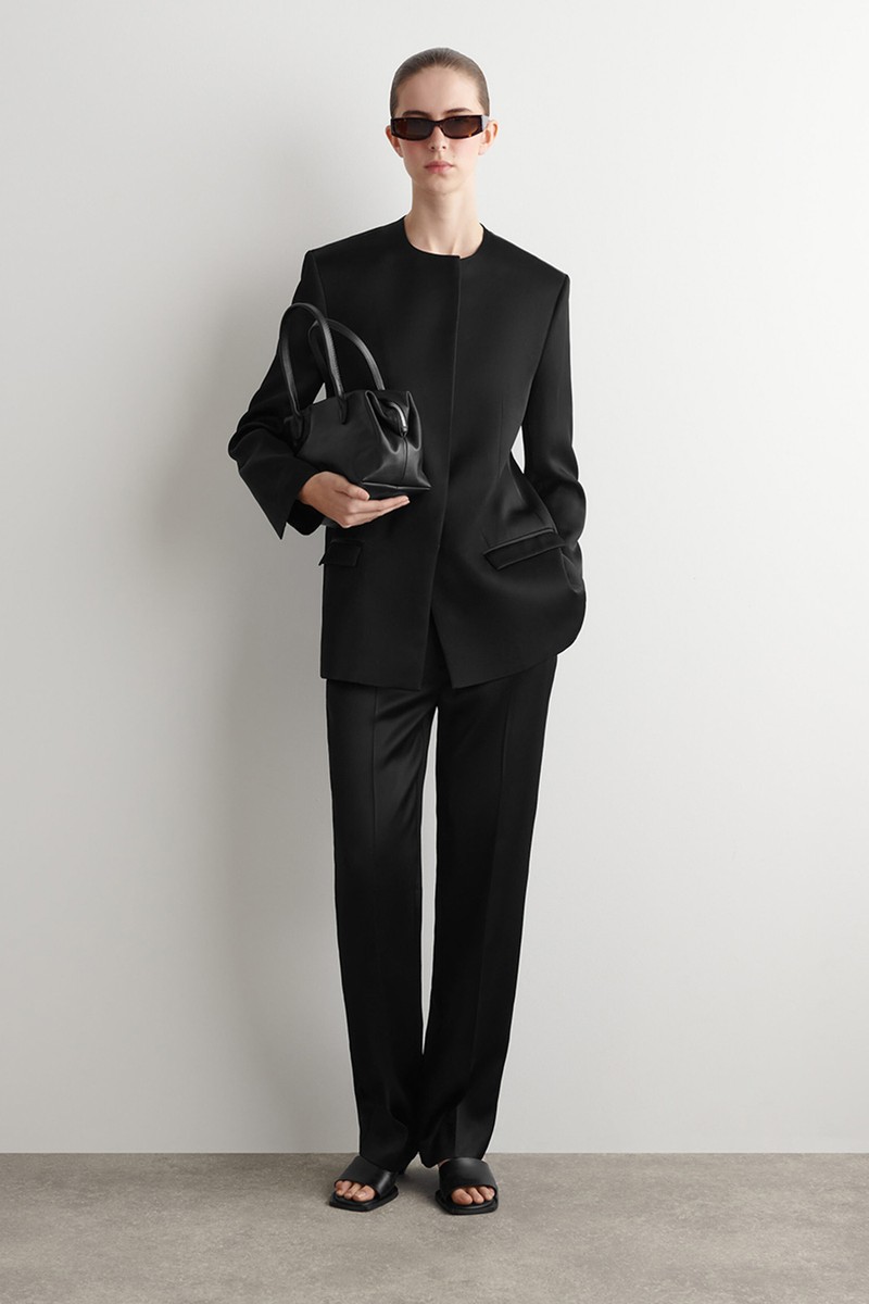 Tailored Satin Straight-Leg Trousers