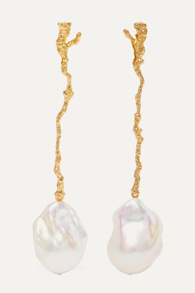 Maie Gold-Plated Pearl Earrings, £485 | Pacharee