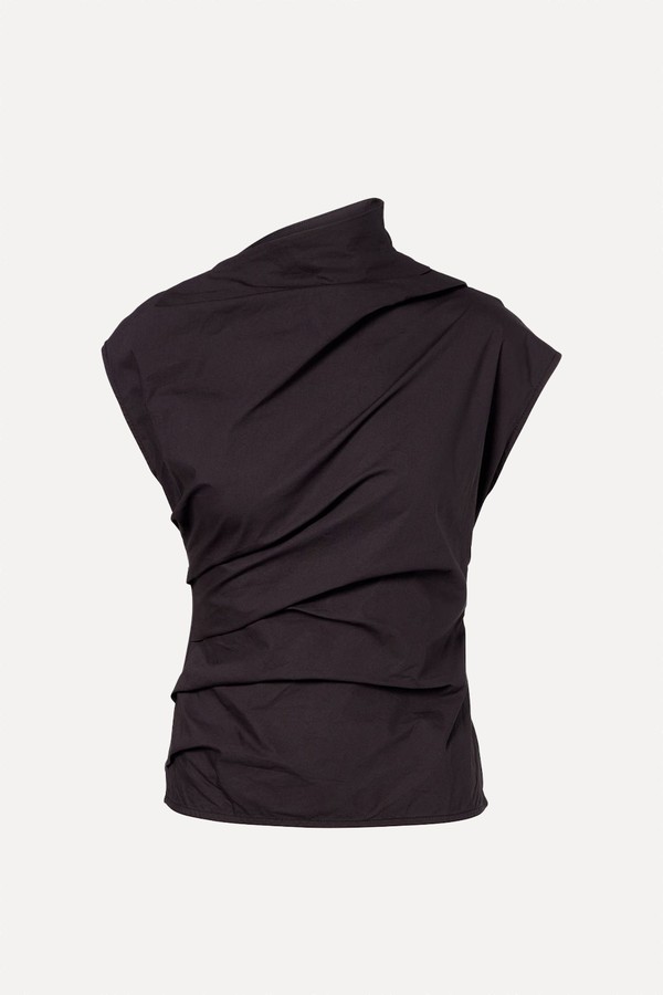 Ruched Cotton-Blend Top from Ganni