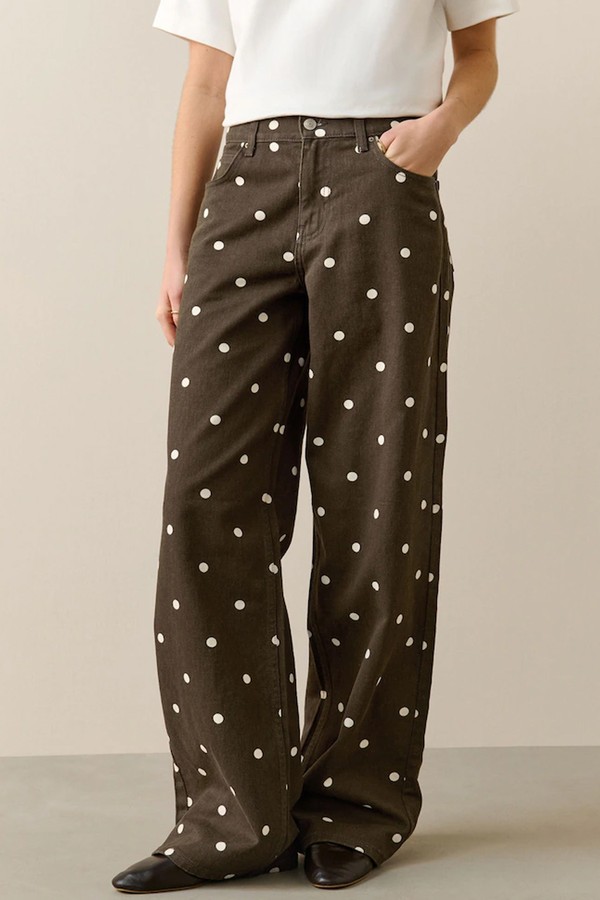 Polka Dot Wide Leg Jeans