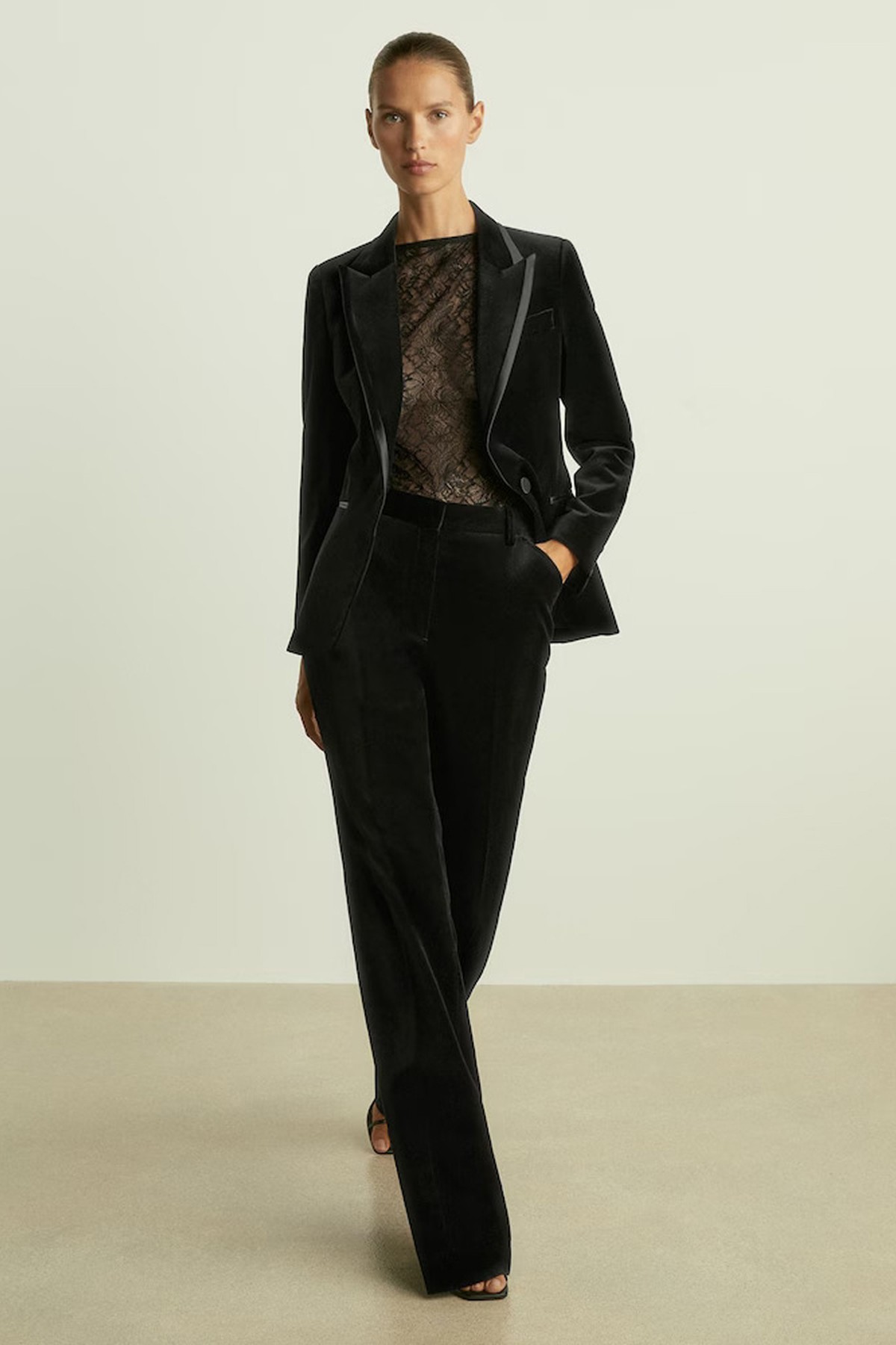 Velvet Flared Suit Trousers