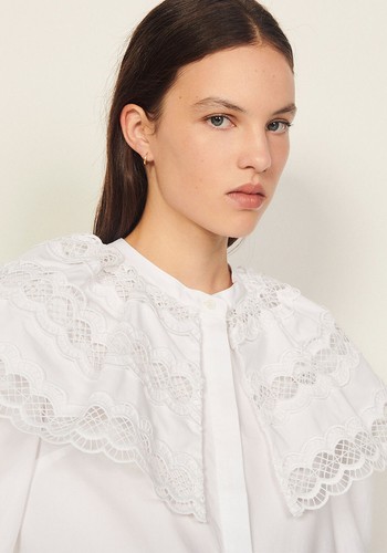 Poplin Shirt With Ruffle Collar from Sandro