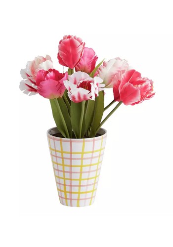 Faux Tulips in Check Vase  from Habitat 