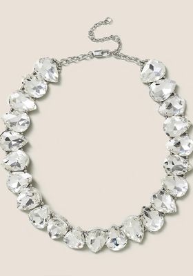 Silver Tone Rhinestone XL Necklace