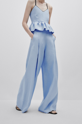 Wide-Leg Linen Trousers With Darts from Massimo Dutti