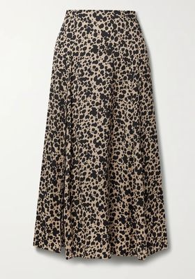 Zoe Leopard-Print Crepe Midi Skirt from Reformation