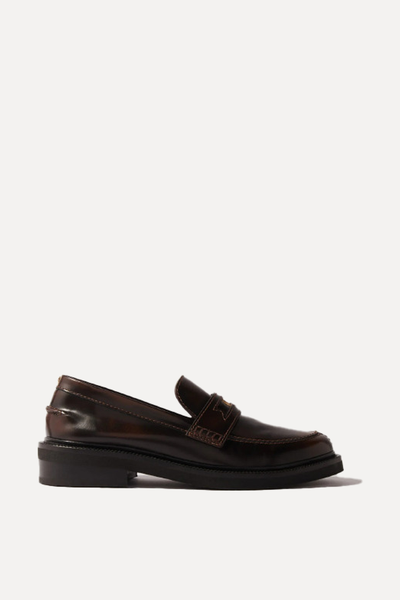 Brushed Leather Loafers from Maje