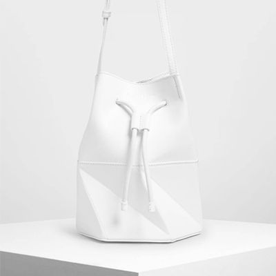 Geometric Drawstring Bucket Bag from Charles Keith