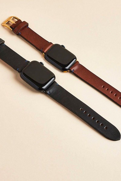 Personalised Brown Leather Strap For Apple Watch 