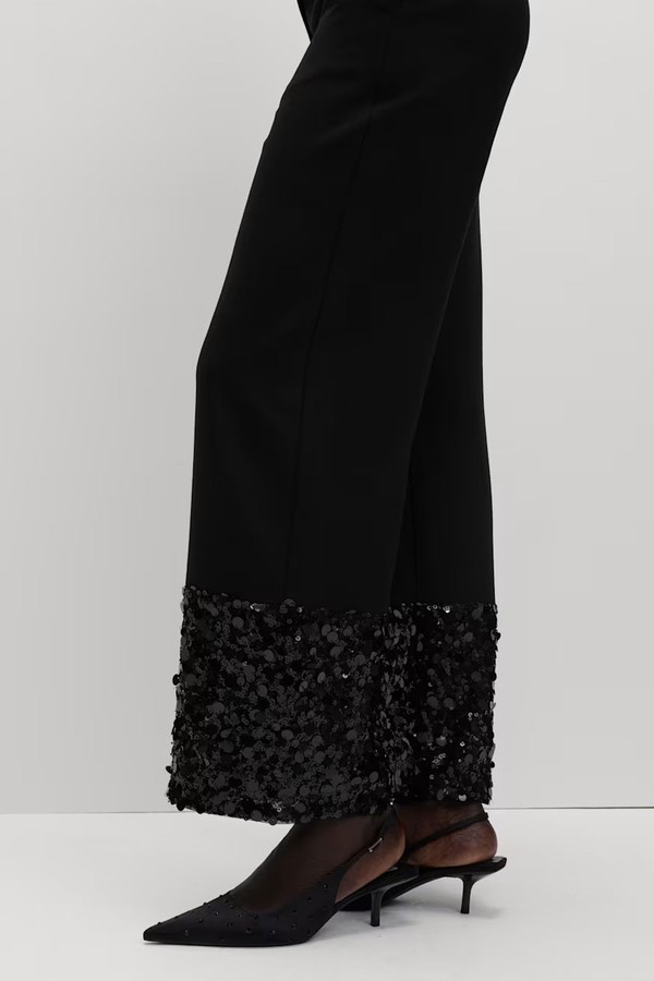 Sequin Panelled Straight Leg Trousers