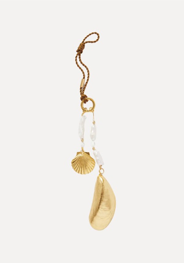 Gold-Plated, Pearl & Cord Keychain