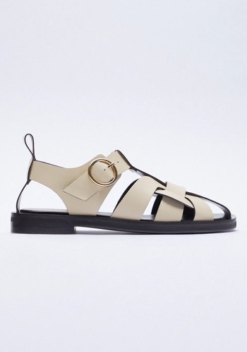 Flat Leather Sandals from Zara