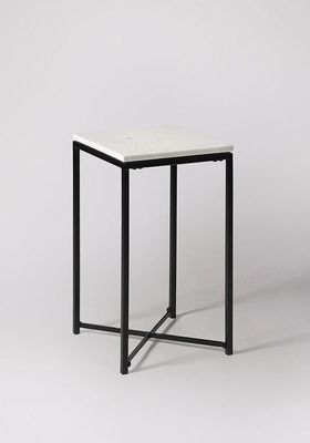 Kir Stylish Black Steel & White Marble Table Top Side Table