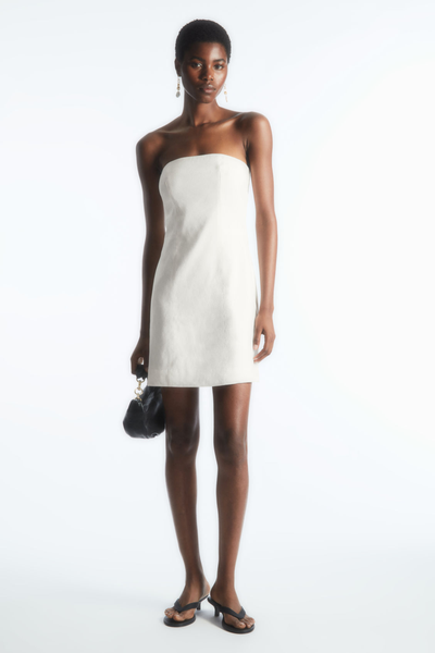 Linen-Blend Mini Bustier Dress