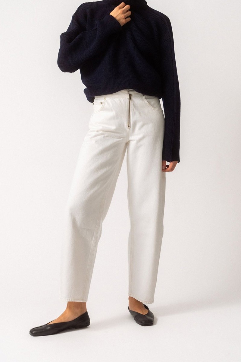 Angled Zipper Long Barrel Jeans from Frame
