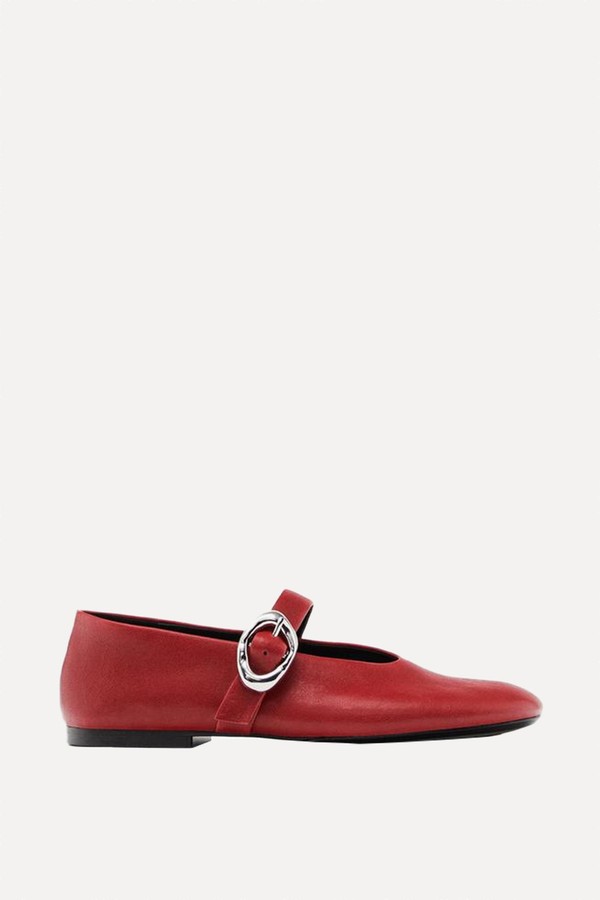 Leather Ballet Flats With Buckle from Massimo Dutti