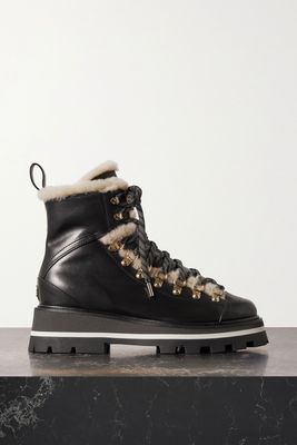 Chike Shearling-Trimmed Leather Combat Boots from Jimmy Choo
