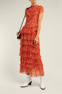 Posey Floral-Print Crinkle-Silk Midi Dress from Sir