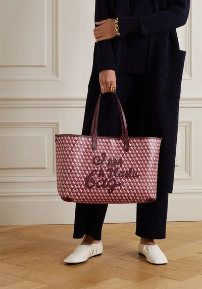 I Am A Plastic Bag Leather-Trimmed Tote from Anya Hindmarch