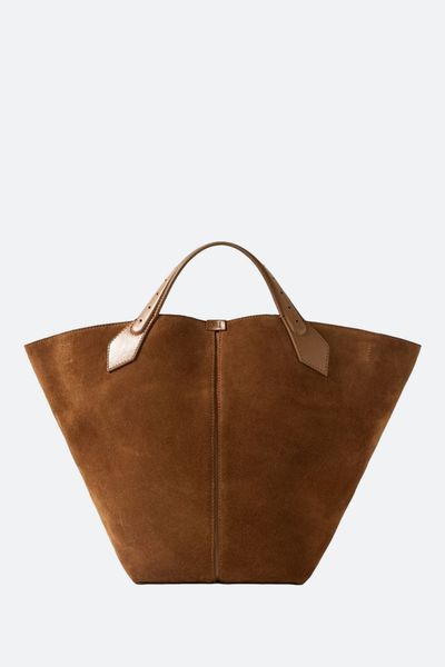 Large Chelsea Leather-Trimmed Paneled Suede Tote from Proenza Schouler