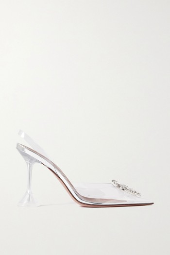 Begum Crystal-Embellished PVC Slingback Pumps from Amina Muaddi