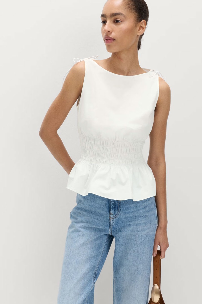 Pure Cotton Shirred Top from marks & spencer