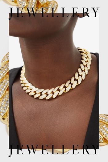 Crystal-Pavé Curb-Link Necklace from Fallon