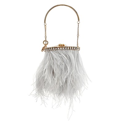 Kingham Feather-Embellished Top Handle Bag from Rosantica