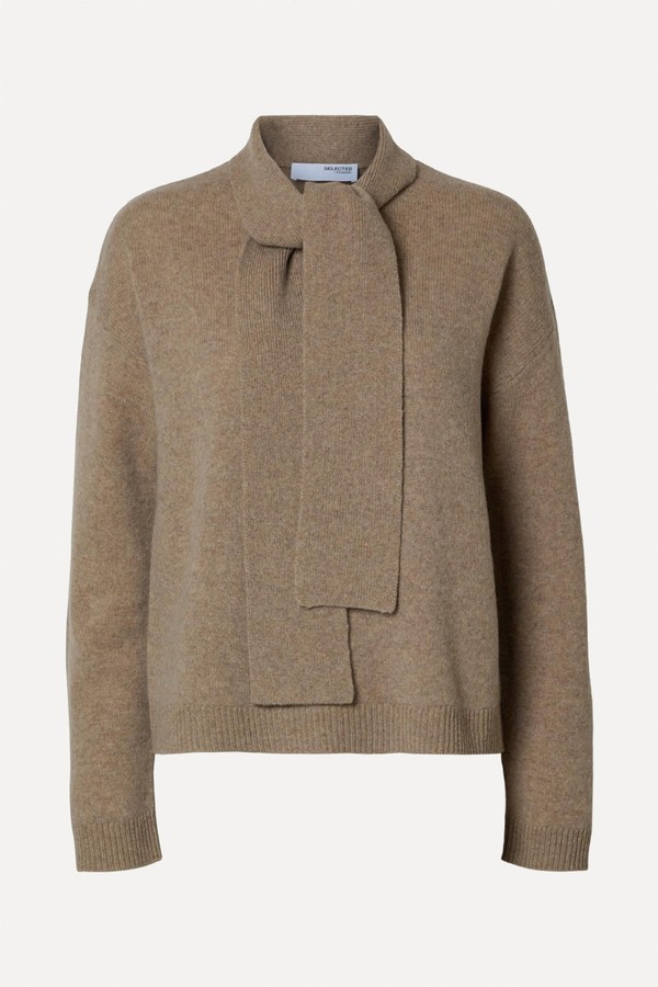 Nukka Tie Neck Pure Wool Jumper from Selected Femme