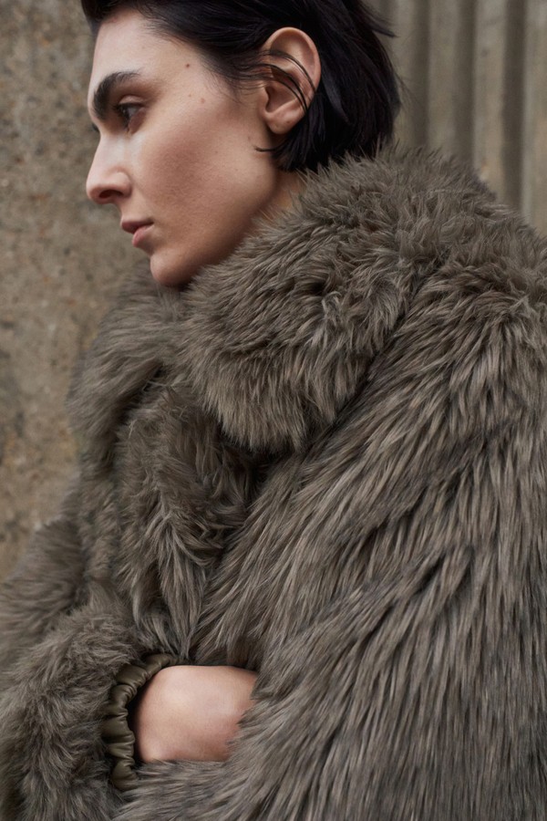 Faux-Fur Jacket With Lapels