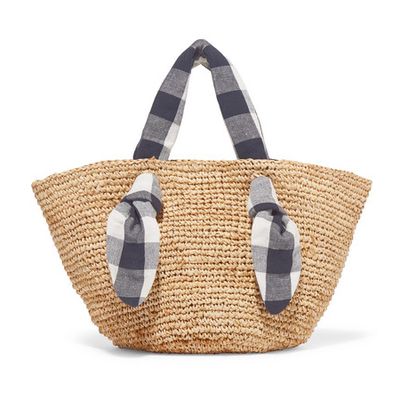 Hazel Raffia & Gingham Canvas Tote from Loefller Randall