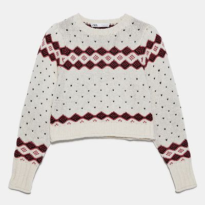 Cropped Jacquard Sweater from Zara