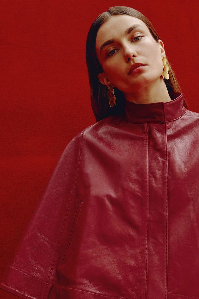 Leather Cropped Zip Cape