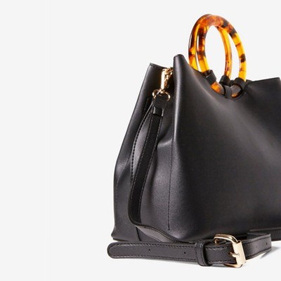 Black Tortoiseshell Handle Mini Tote Bag