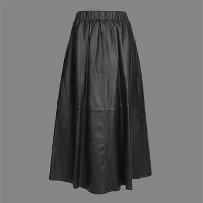 Leather A-line Midi Skirt