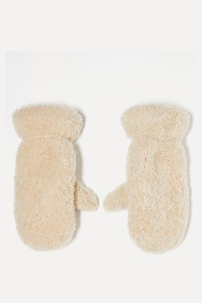 Premium Wool Blend Faux Shearling Mittens from ARKET