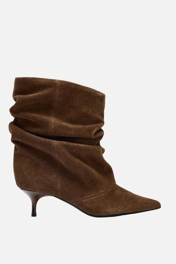 Ruffled Split Suede Ankle Boots from Zara