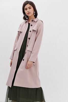 Premium Belted Trench Coat In Blush from Y.A.S