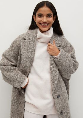 Textured Wool-Blend Coat from Mango