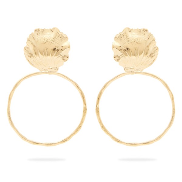 Thebes Gold-Plated Shell Hoop Earrings