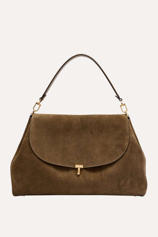 T-Lock Suede Top Handle Bag from TOTEME