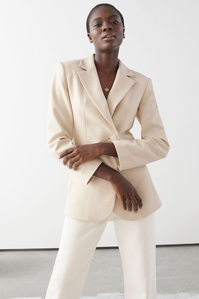 Asymmetric Single Button Structured Blazer